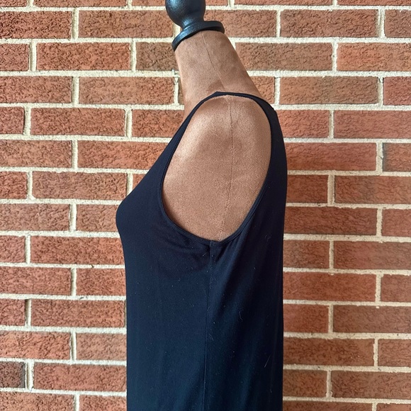 Eileen Fisher Petite Black Sleeveless Long Tank Dress, Size PS/PP - Picture 5 of 7